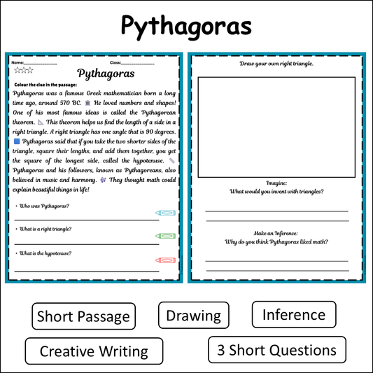 Pythagoras | Short Reading Comprehension Creative Worksheet