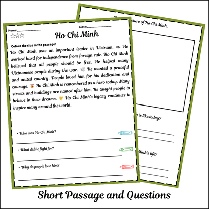 Ho Chi Minh | Short Reading Comprehension Creative Worksheet