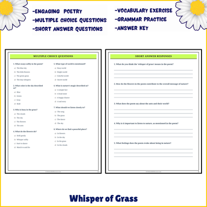 Whisper of Grass | Poem Grammar Worksheet Printable Activity