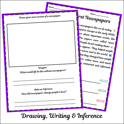 The First Newspapers | Short Reading Comprehension Creative Worksheet