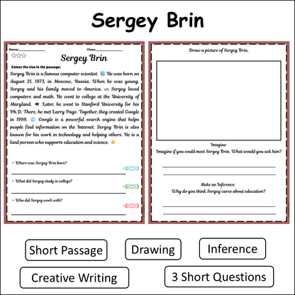 Sergey Brin | Short Reading Comprehension Creative Worksheet