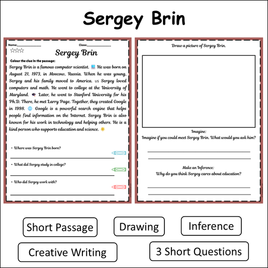Sergey Brin | Short Reading Comprehension Creative Worksheet