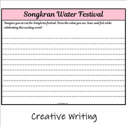 Songkran Water Festival | Main Idea and Supporting Details Reading Passage and Questions