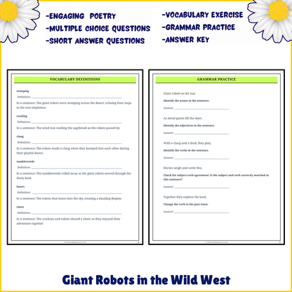 Giant Robots in the Wild West | Poem Grammar Worksheet Printable Activity