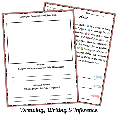 Asia | Short Reading Comprehension Creative Worksheet