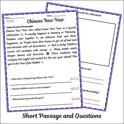 Chinese New Year | Short Reading Comprehension Creative Worksheet