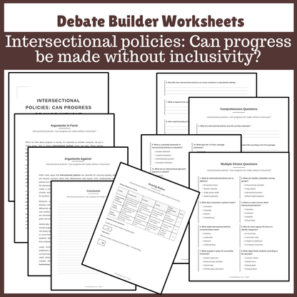 Intersectional policies: Can progress be made without inclusivity? | Favour and Against Worksheet Printable Activity