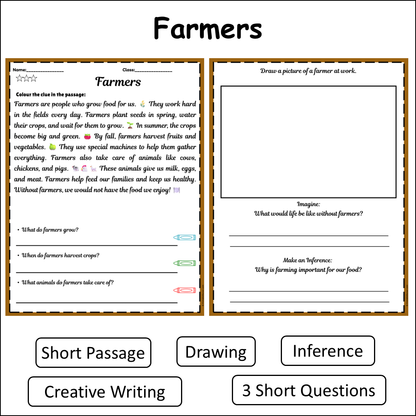 Farmers | Short Reading Comprehension Creative Worksheet