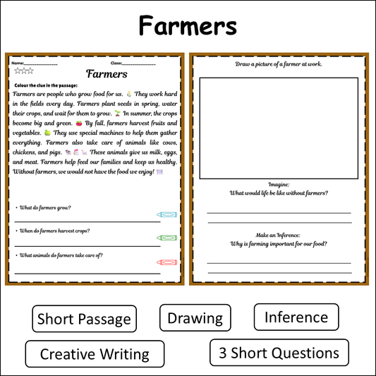 Farmers | Short Reading Comprehension Creative Worksheet