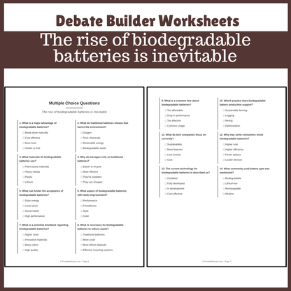 The rise of biodegradable batteries is inevitable | Favour and Against Worksheet Printable Activity