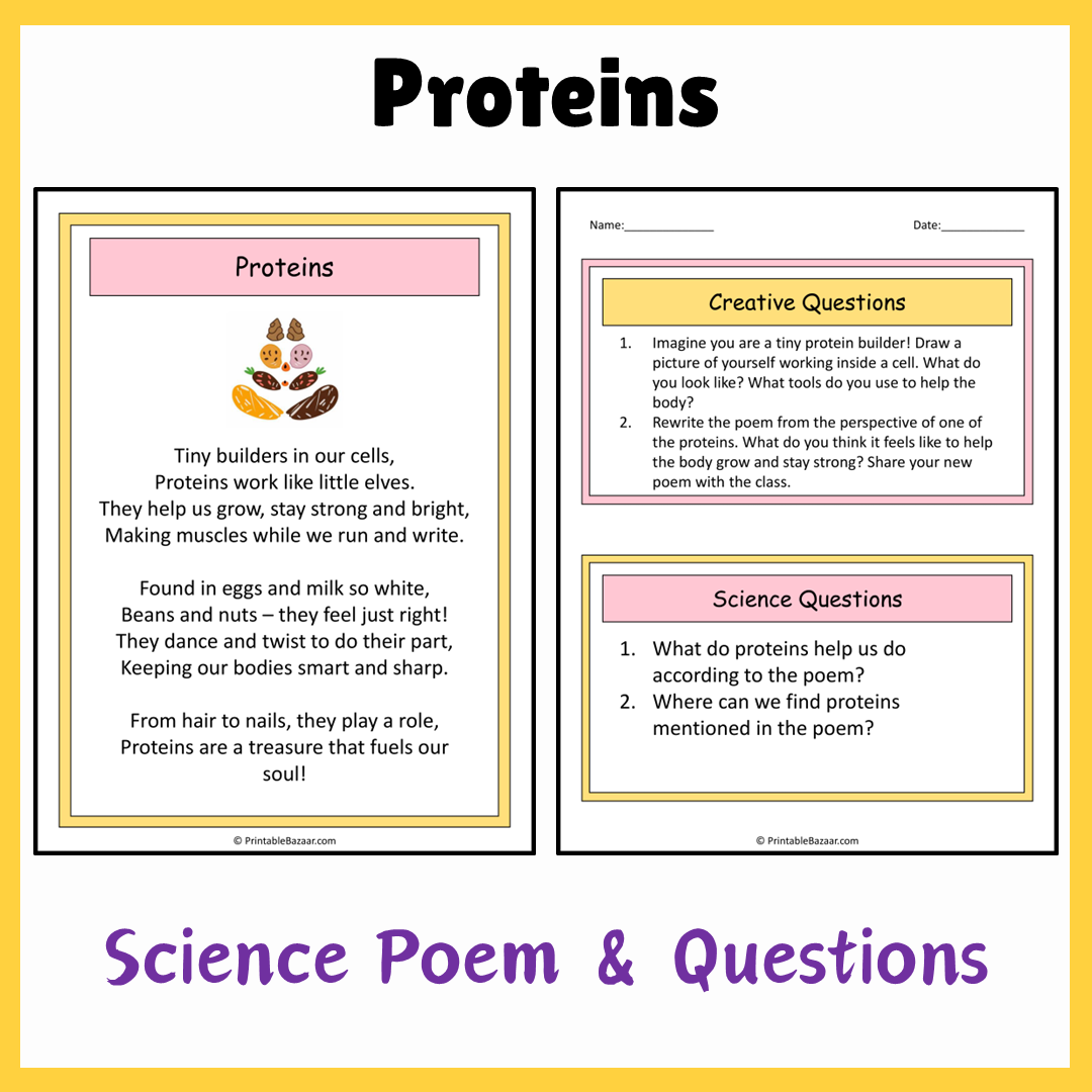 Proteins | Science Poem Reading Comprehension Activity