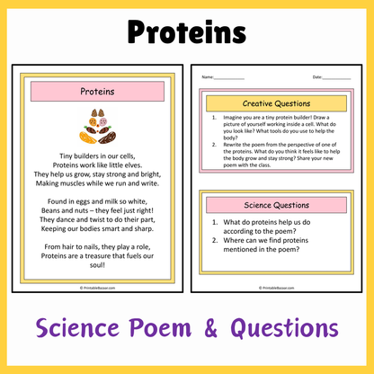 Proteins | Science Poem Reading Comprehension Activity