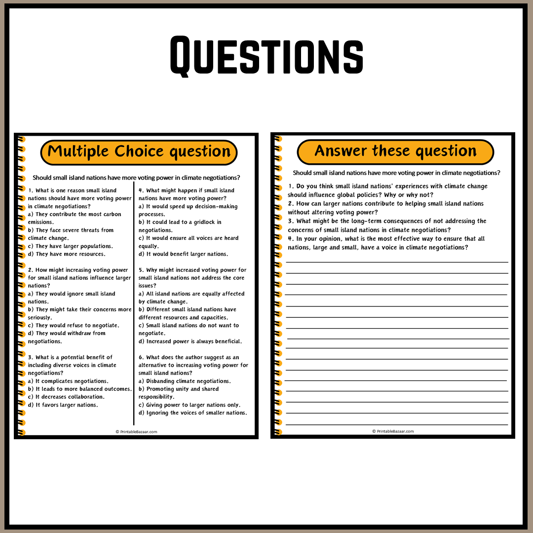 Should small island nations have more voting power in climate negotiations? | Debate Case Study Worksheet