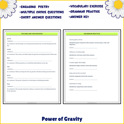 Power of Gravity | Poem Grammar Worksheet Printable Activity