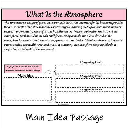 What Is the Atmosphere | Main Idea and Supporting Details Reading Passage and Questions