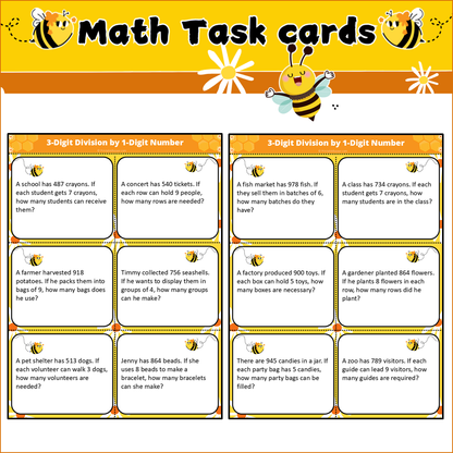 3-Digit Division by 1-Digit Number | Math Task Cards