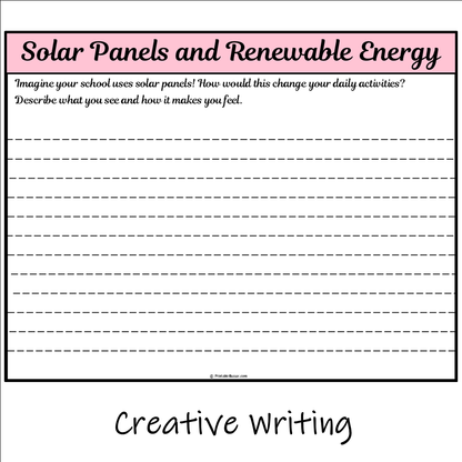 Solar Panels and Renewable Energy | Main Idea and Supporting Details Reading Passage and Questions