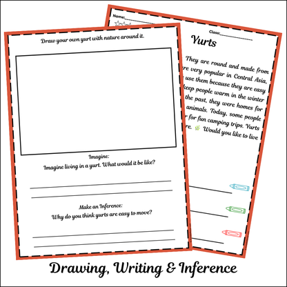 Yurts | Short Reading Comprehension Creative Worksheet