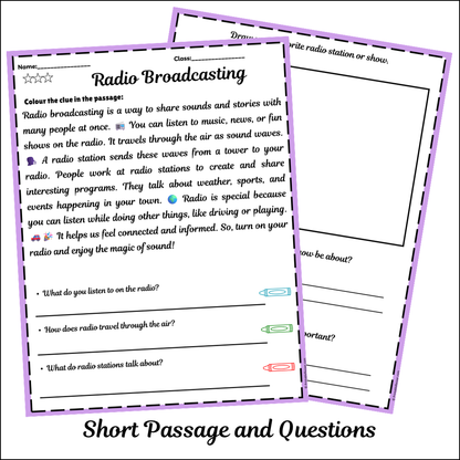Radio Broadcasting | Short Reading Comprehension Creative Worksheet