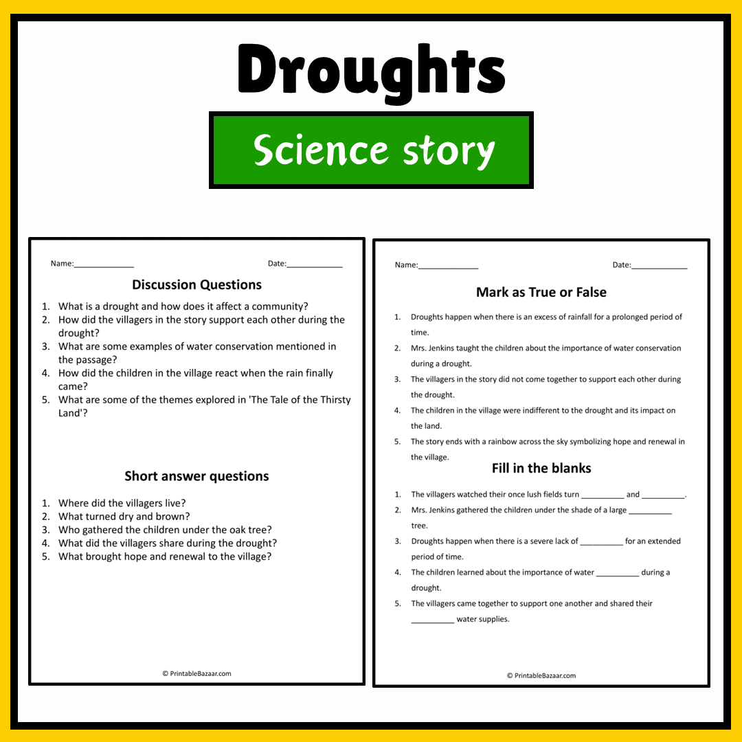 Droughts | Science Story Reading Comprehension Activity