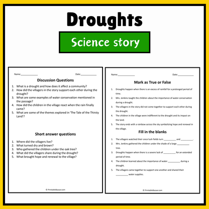 Droughts | Science Story Reading Comprehension Activity
