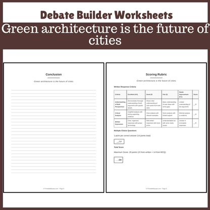 Green architecture is the future of cities | Favour and Against Worksheet Printable Activity