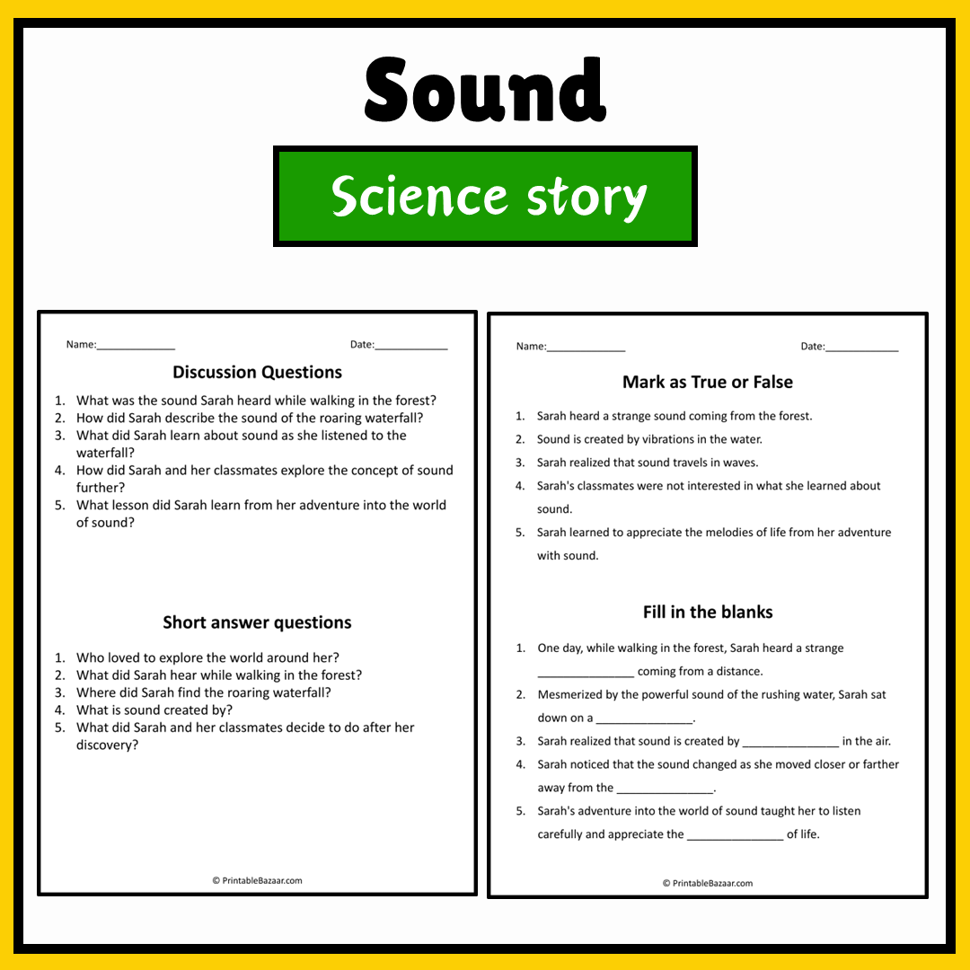 Sound | Science Story Reading Comprehension Activity