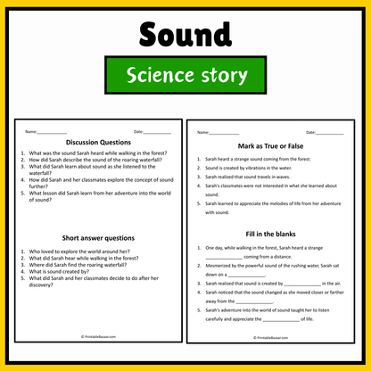 Sound | Science Story Reading Comprehension Activity