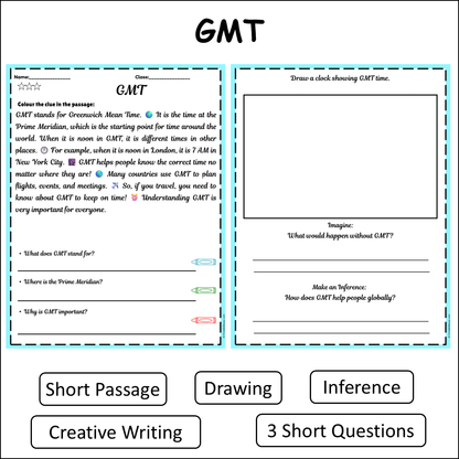 GMT | Short Reading Comprehension Creative Worksheet
