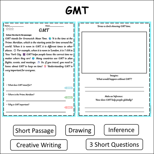 GMT | Short Reading Comprehension Creative Worksheet