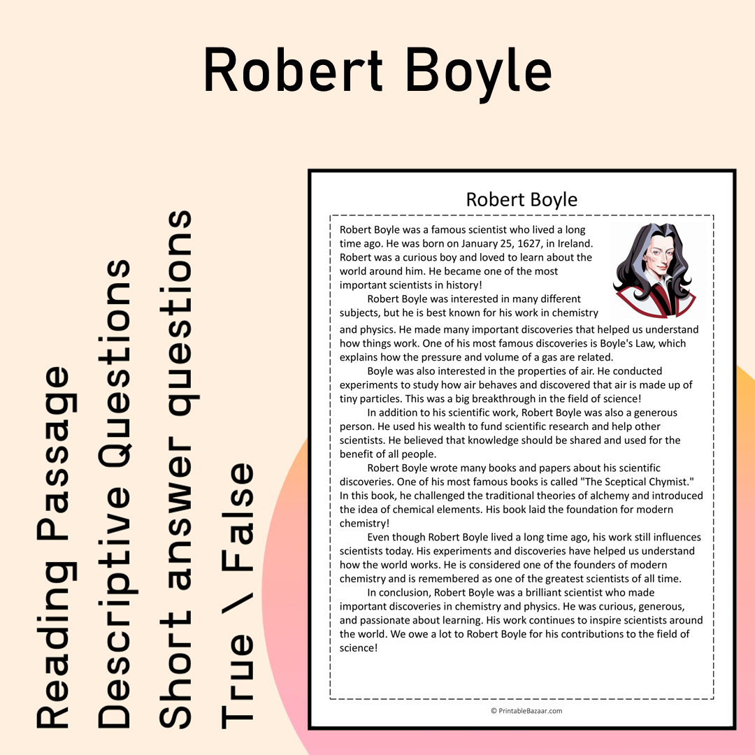 Robert Boyle | Reading Comprehension Passage Printable Activity