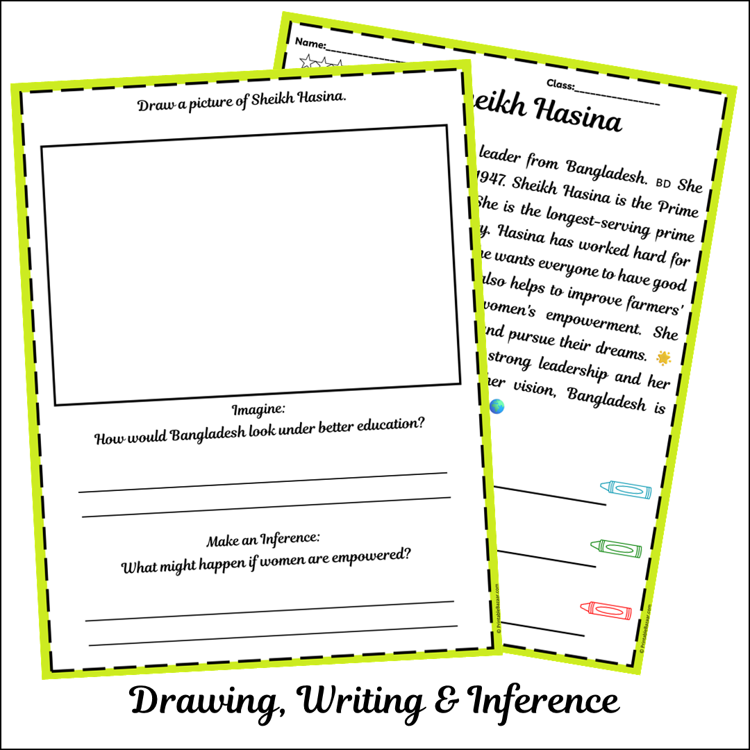 Sheikh Hasina | Short Reading Comprehension Creative Worksheet