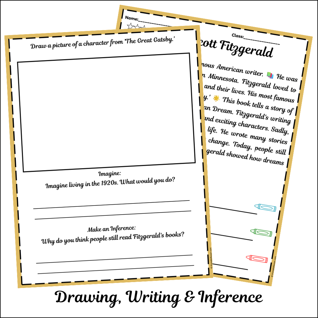 F. Scott Fitzgerald | Short Reading Comprehension Creative Worksheet