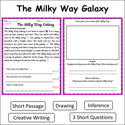 The Milky Way Galaxy | Short Reading Comprehension Creative Worksheet