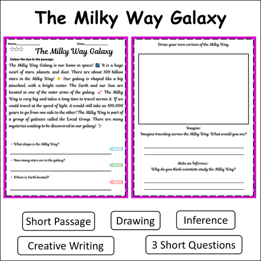 The Milky Way Galaxy | Short Reading Comprehension Creative Worksheet