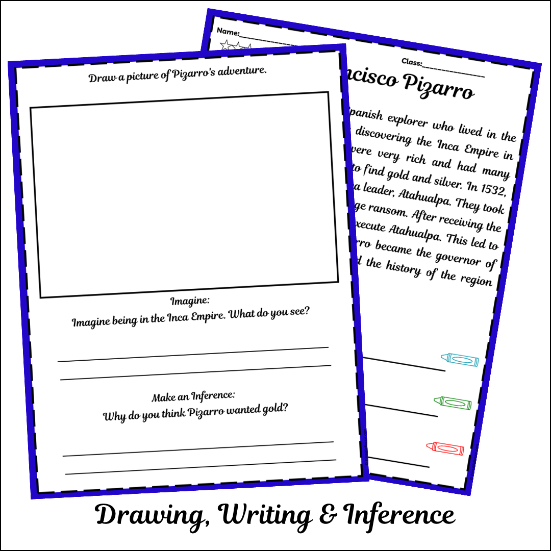 Francisco Pizarro | Short Reading Comprehension Creative Worksheet