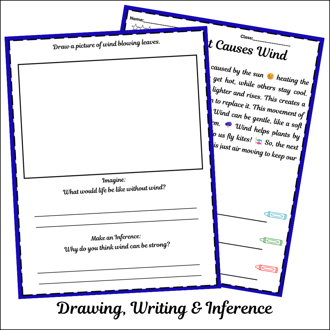 What Causes Wind | Short Reading Comprehension Creative Worksheet