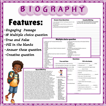 Oprah Winfrey | Biography Reading Comprehension and Questions Worksheet