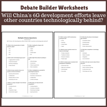 Will China's 6G development efforts leave other countries technologically behind? | Favour and Against Worksheet Printable Activity