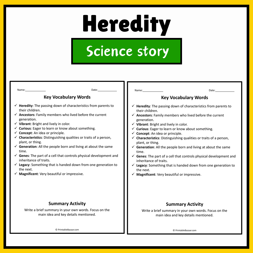 Heredity | Science Story Reading Comprehension Activity
