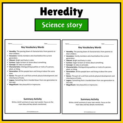 Heredity | Science Story Reading Comprehension Activity