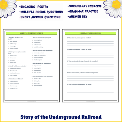 Story of the Underground Railroad | Poem Grammar Worksheet Printable Activity