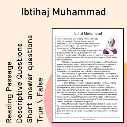 Ibtihaj Muhammad | Reading Comprehension Passage Printable Activity