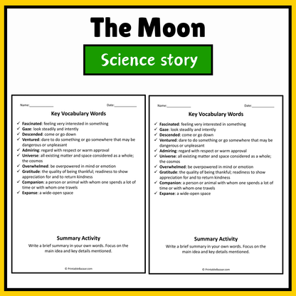 The Moon | Science Story Reading Comprehension Activity