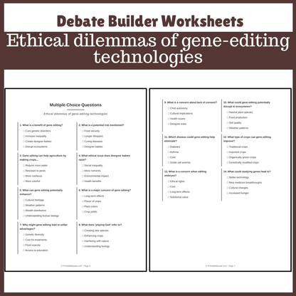 Ethical dilemmas of gene-editing technologies | Favour and Against Worksheet Printable Activity