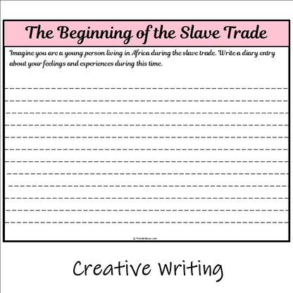 The Beginning of the Slave Trade | Main Idea and Supporting Details Reading Passage and Questions