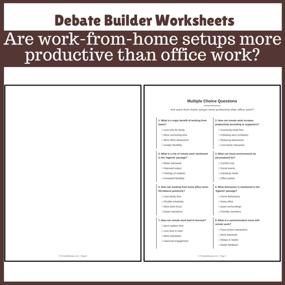 Are work-from-home setups more productive than office work? | Favour and Against Worksheet Printable Activity