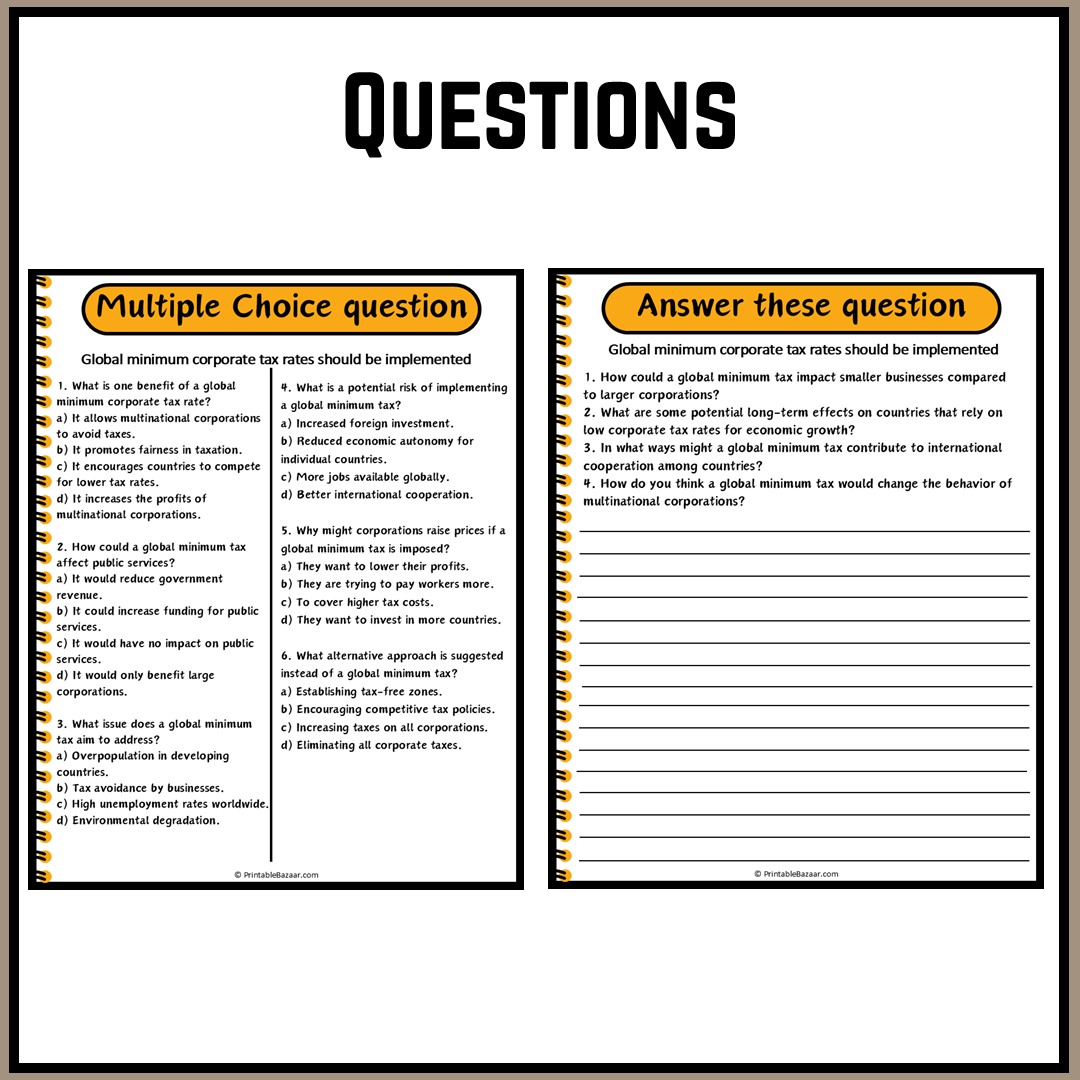 Global minimum corporate tax rates should be implemented | Debate Case Study Worksheet