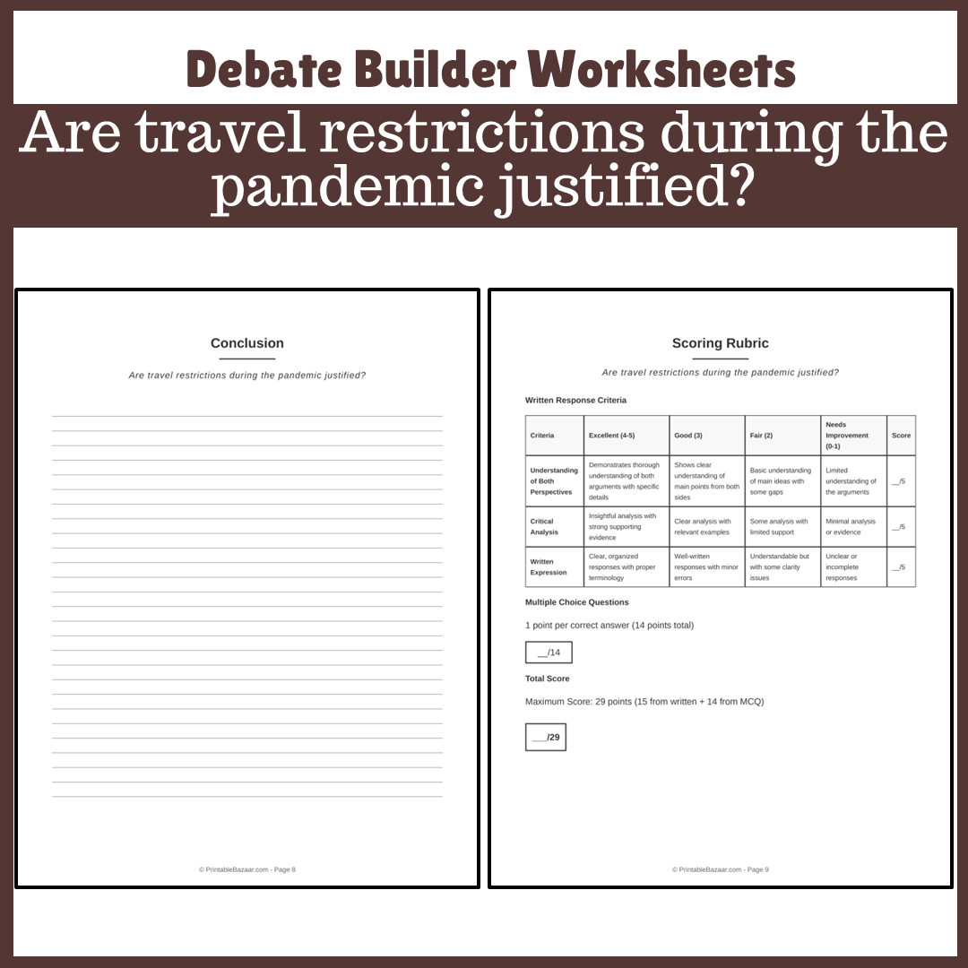 Are travel restrictions during the pandemic justified? | Favour and Against Worksheet Printable Activity