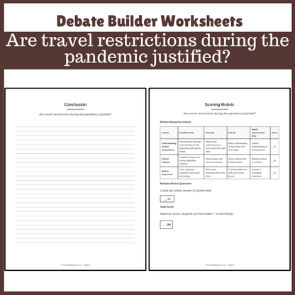Are travel restrictions during the pandemic justified? | Favour and Against Worksheet Printable Activity